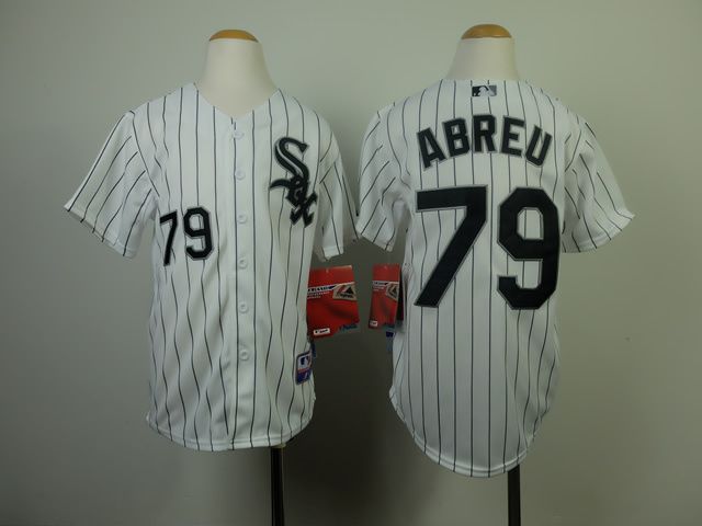 Youth Chicago White Sox #79 Abreu White MLB Jerseys